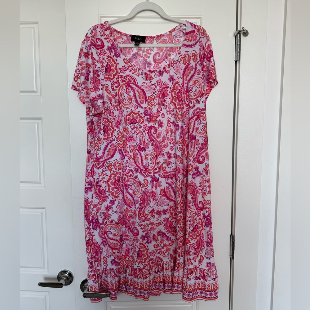 MSK Pink and White Paisley Dress